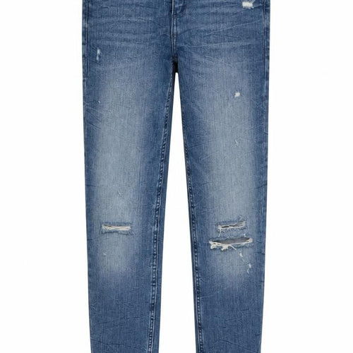Zara Women's Blue Distressed Skinny Jeans M Mid Rise Stretch Denim