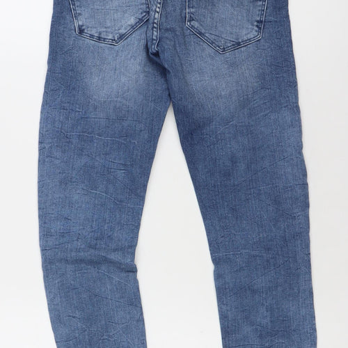 Zara Women's Blue Distressed Skinny Jeans M Mid Rise Stretch Denim
