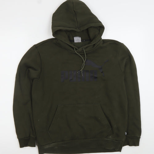 Puma Men’s Green Pullover Hoodie S Regular Fit Fleece Sportswear