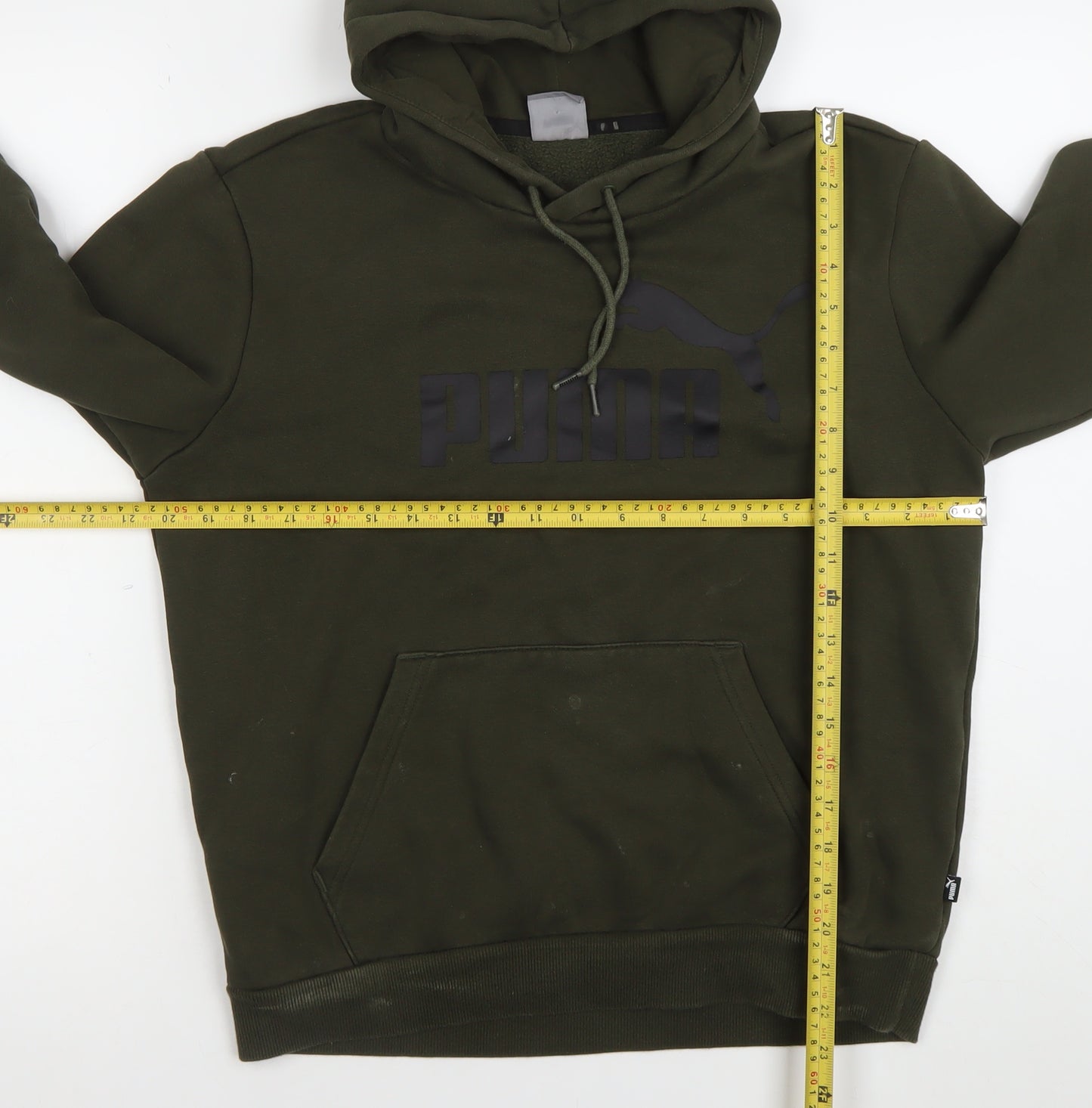 Puma Men’s Green Pullover Hoodie S Regular Fit Fleece Sportswear