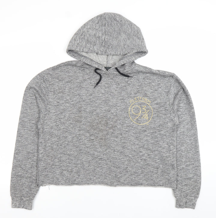 Harry Potter Women's Grey Hooded Pullover Hoodie Size L Hogwarts Platform 9¾