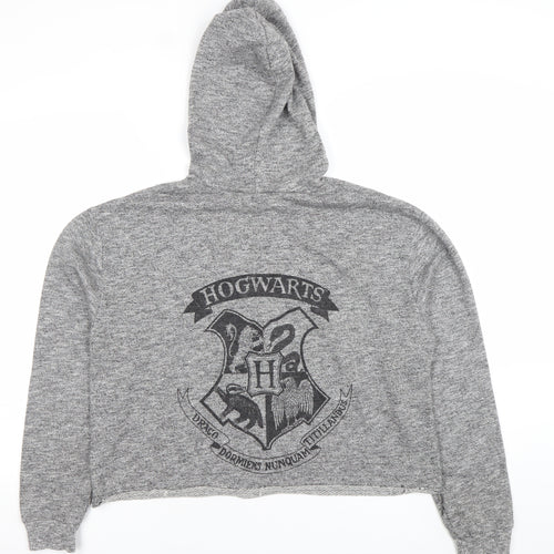 Harry Potter Women's Grey Hooded Pullover Hoodie Size L Hogwarts Platform 9¾