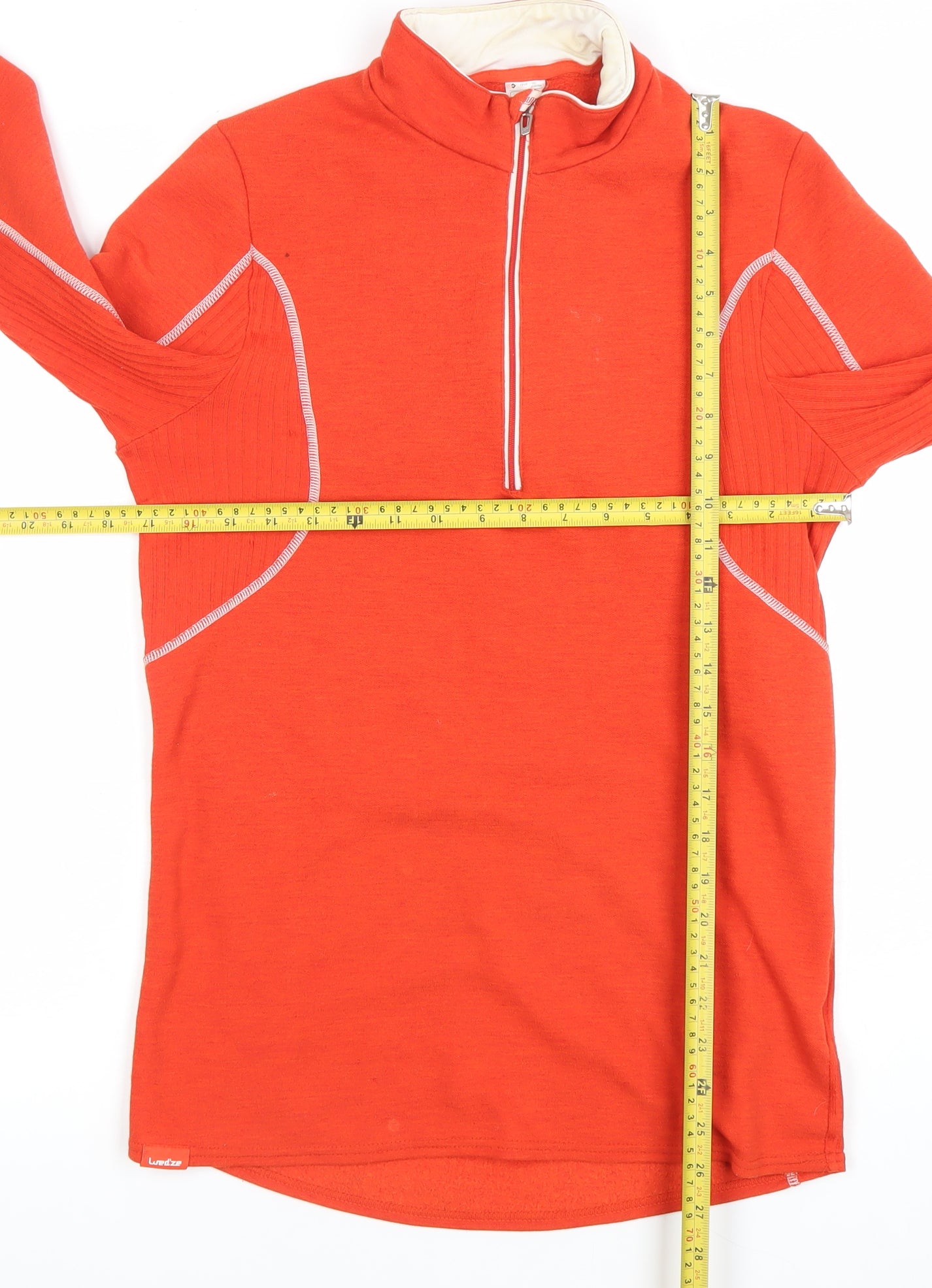 Decathlon Men Orange Long Sleeve 1/4 Zip Athletic Top M