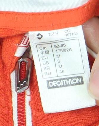 Decathlon Men Orange Long Sleeve 1/4 Zip Athletic Top M