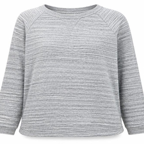 Jack Wills Women’s Grey Striped Pullover Sweatshirt UK 12 Cotton Crew Neck