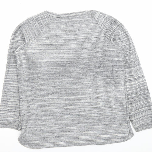 Jack Wills Women’s Grey Striped Pullover Sweatshirt UK 12 Cotton Crew Neck