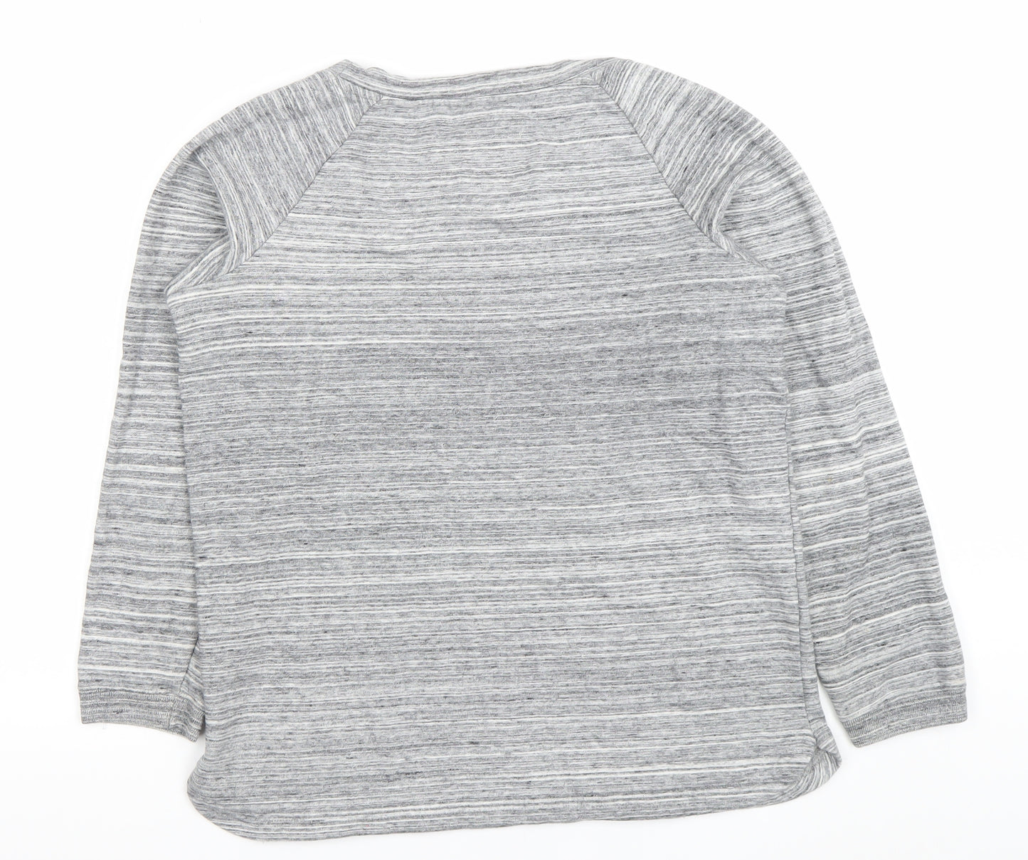 Jack Wills Women’s Grey Striped Pullover Sweatshirt UK 12 Cotton Crew Neck