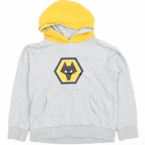 Wolves Boys Grey & Yellow Pullover Hoodie Size 9-10 Years Hooded Sweatshirt