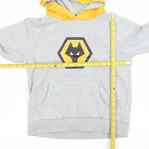 Wolves Boys Grey & Yellow Pullover Hoodie Size 9-10 Years Hooded Sweatshirt