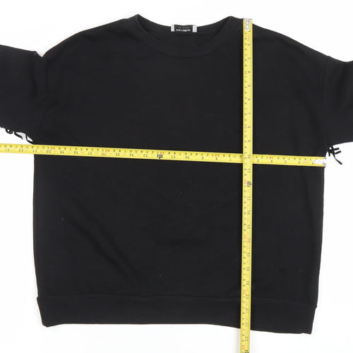 Pull & Bear Women Black S Fringe Long Sleeve Pullover Sweatshirt