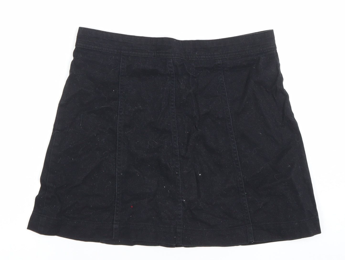 H&M Divided Women's Black Cotton A-Line Button Mini Skirt Size 10