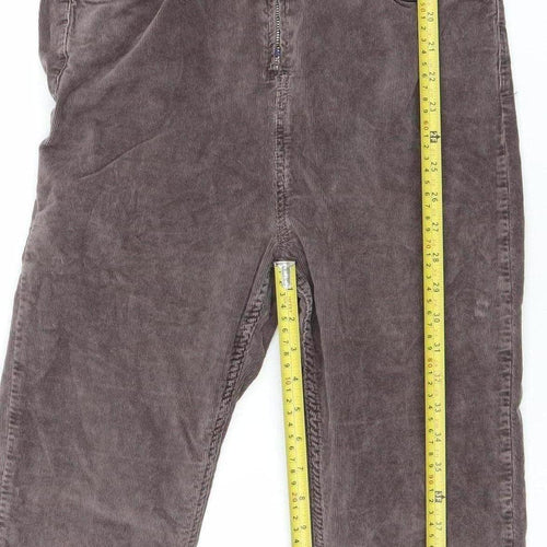 BDG Urban Outfitters Women Brown Corduroy Jumpsuit L Zip Front Flared Leg