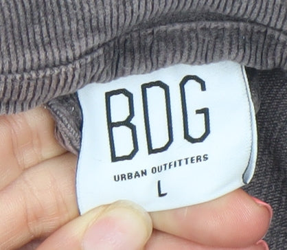 BDG Urban Outfitters Women Brown Corduroy Jumpsuit L Zip Front Flared Leg