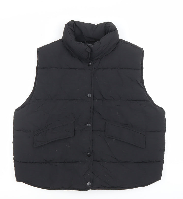 ZARA Girls Black 9-10 Years Puffer Waistcoat Quilted Sleeveless Vest