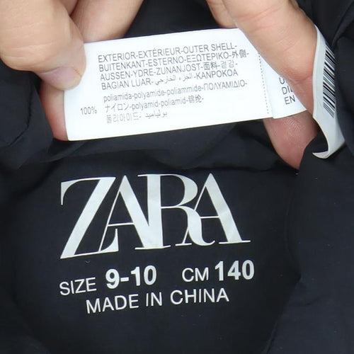 ZARA Girls Black 9-10 Years Puffer Waistcoat Quilted Sleeveless Vest