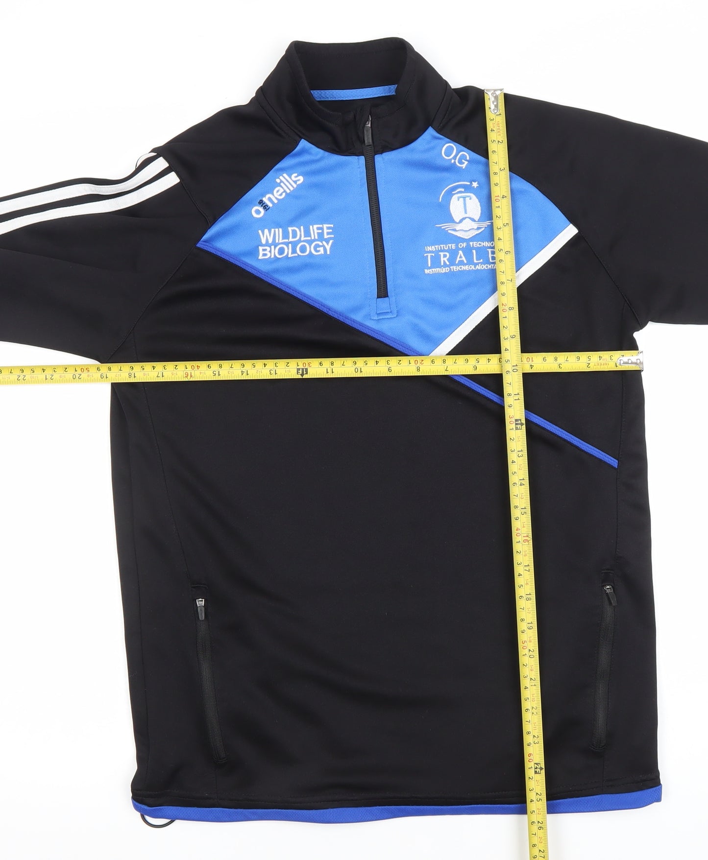O’Neills Men’s Black Small 1/4 Zip Sports Sweatshirt Tralee Logo