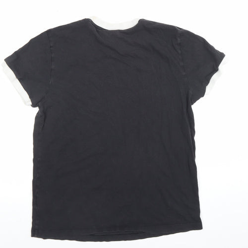 Adidas Womens Black Ringer Short Sleeve Cotton T-Shirt Size 10