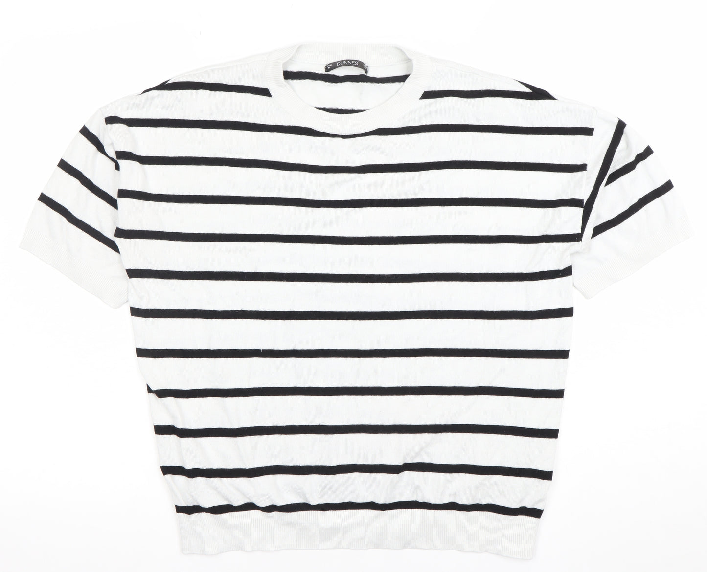Dunnes Stores Women’s White Striped Knit Short Sleeve Top Size 12