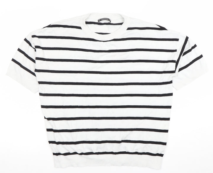 Dunnes Stores Women’s White Striped Knit Short Sleeve Top Size 12