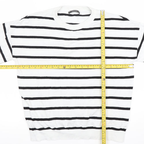 Dunnes Stores Women’s White Striped Knit Short Sleeve Top Size 12