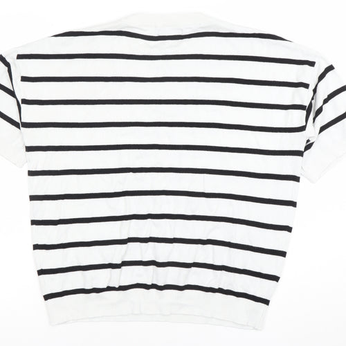 Dunnes Stores Women’s White Striped Knit Short Sleeve Top Size 12