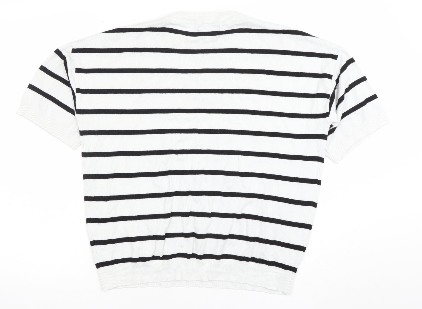 Dunnes Stores Women’s White Striped Knit Short Sleeve Top Size 12