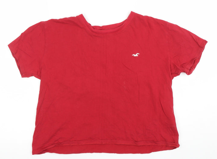 Hollister Womens Red Cotton Short Sleeve Basic T-Shirt M