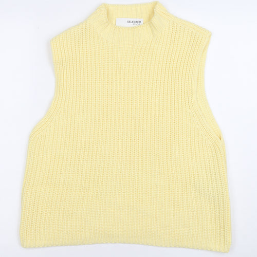 SELECTED FEMME Women's Yellow Knit Sleeveless Vest Jumper M