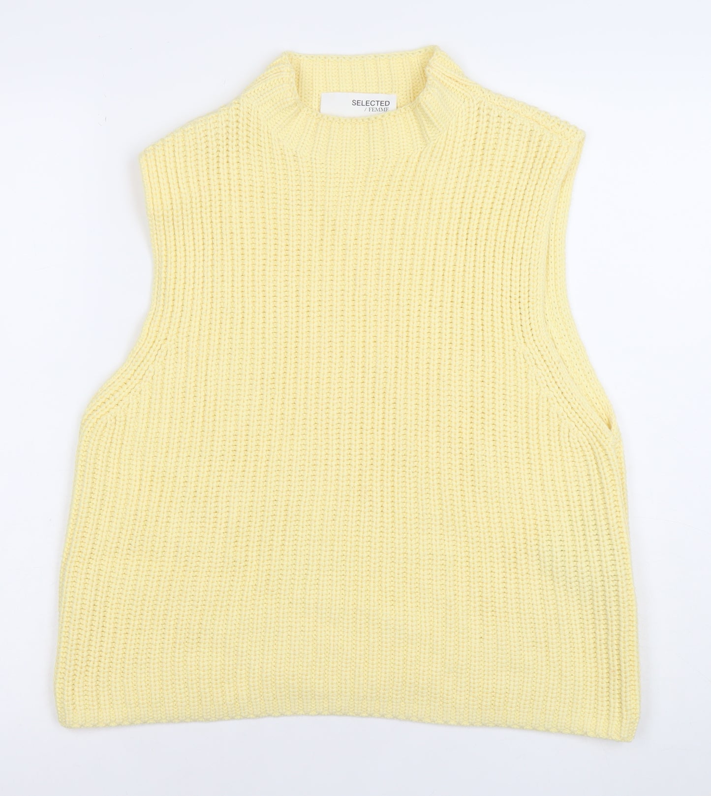 SELECTED FEMME Women's Yellow Knit Sleeveless Vest Jumper M