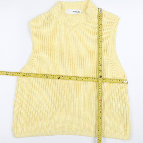 SELECTED FEMME Women's Yellow Knit Sleeveless Vest Jumper M