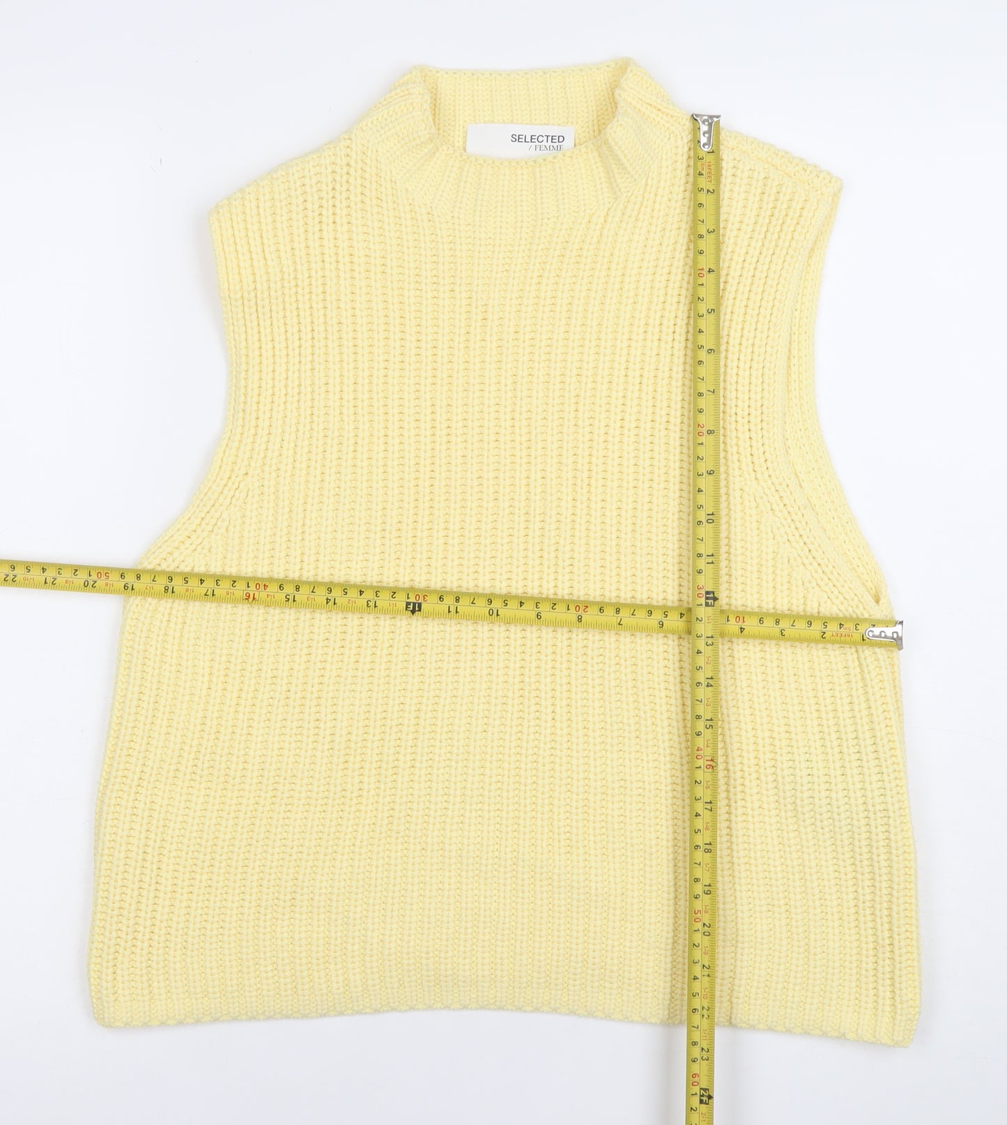 SELECTED FEMME Women's Yellow Knit Sleeveless Vest Jumper M