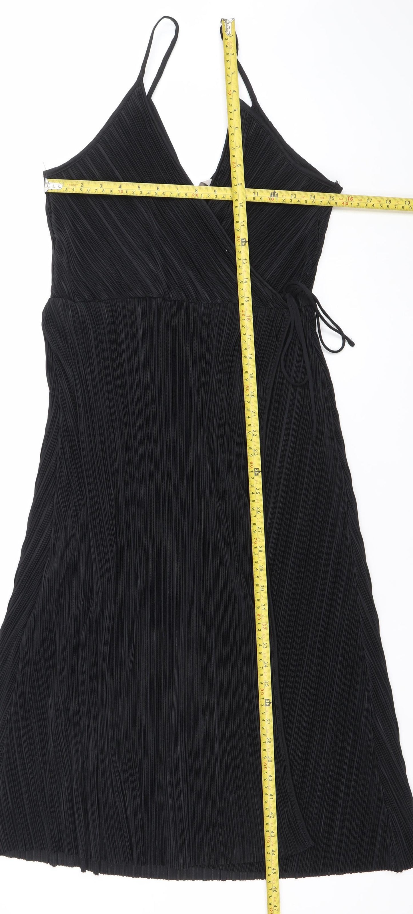 H&M Women’s Black Midi Pleated Slip Dress Size 12