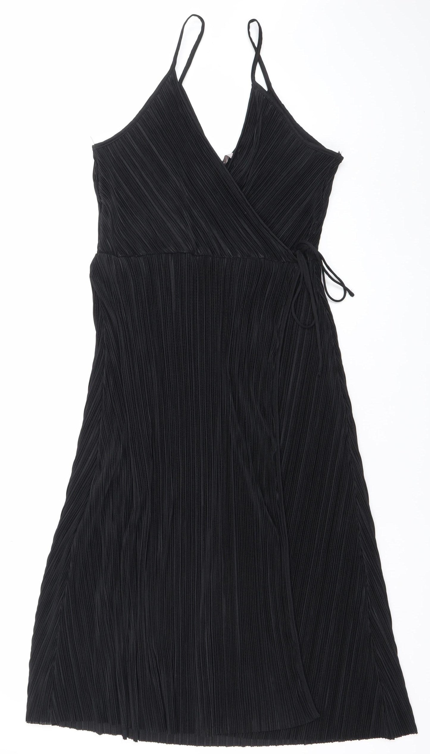H&M Women’s Black Midi Pleated Slip Dress Size 12