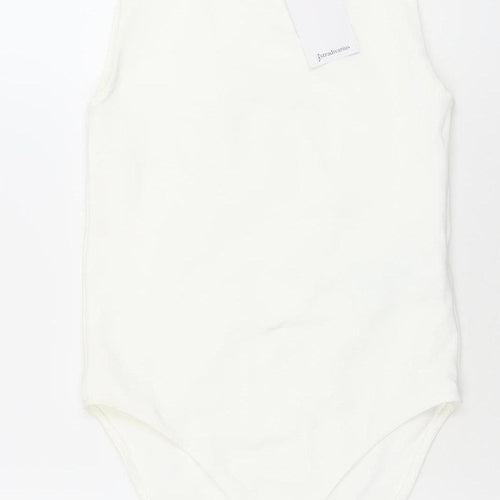 Stradivarius Women Ivory Bodysuit Size M Stretch One-Piece