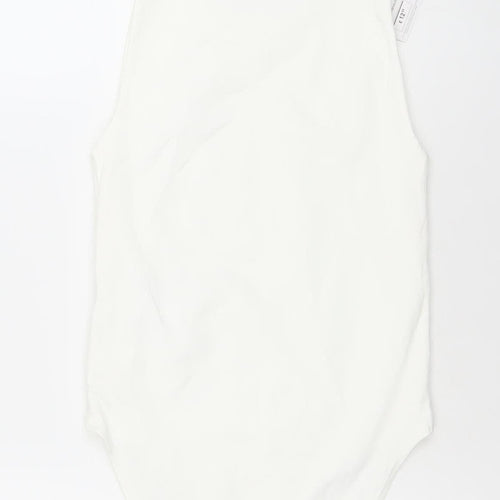 Stradivarius Women Ivory Bodysuit Size M Stretch One-Piece