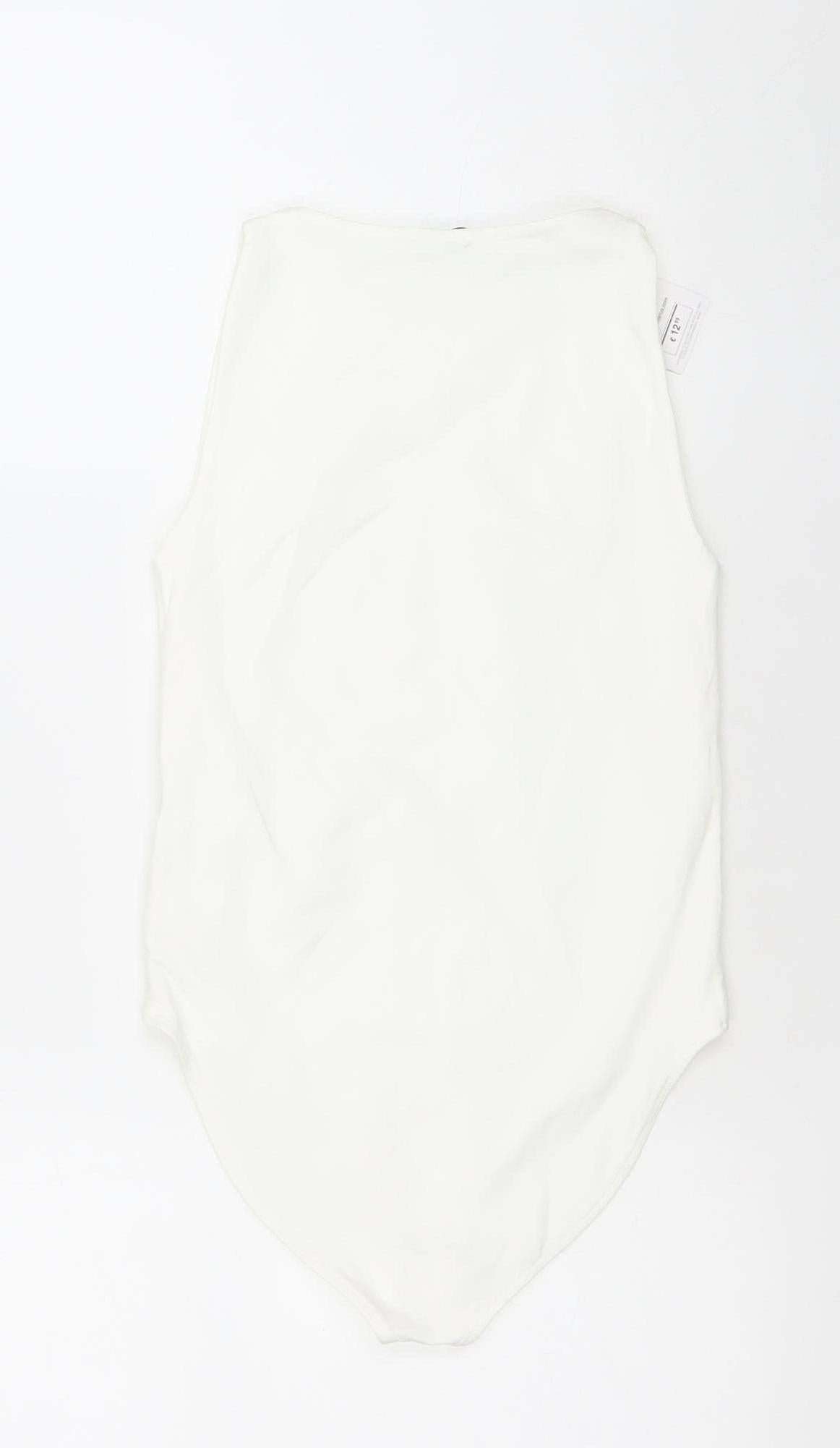 Stradivarius Women Ivory Bodysuit Size M Stretch One-Piece