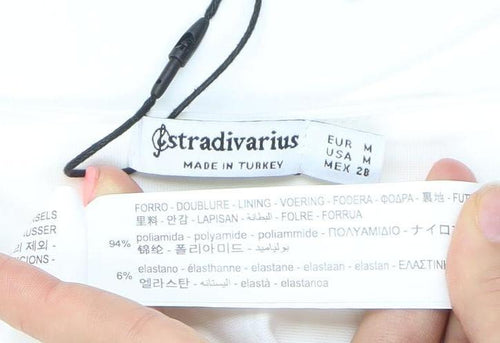 Stradivarius Women Ivory Bodysuit Size M Stretch One-Piece