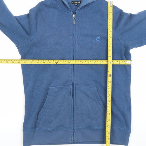 Kangol Women Blue Full Zip Hoodie Size 10 Cotton Blend Casual Sweatshirt