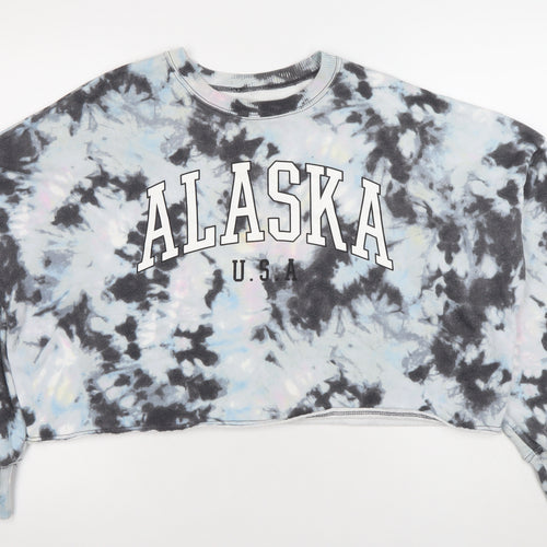 Hollister Womens Blue Tie-Dye Alaska USA Graphic Pullover Sweatshirt L