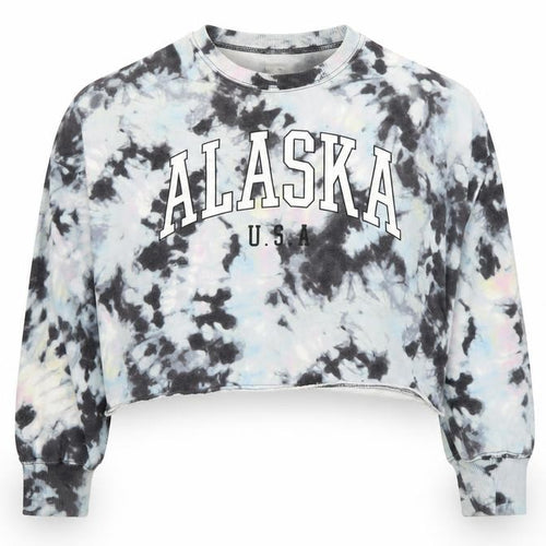 Hollister Womens Blue Tie-Dye Alaska USA Graphic Pullover Sweatshirt L