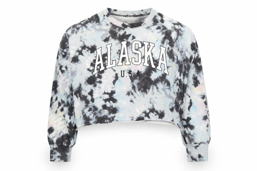 Hollister Womens Blue Tie-Dye Alaska USA Graphic Pullover Sweatshirt L