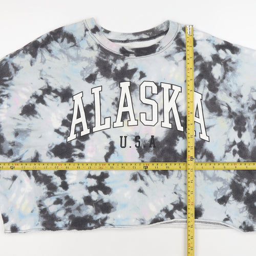Hollister Womens Blue Tie-Dye Alaska USA Graphic Pullover Sweatshirt L