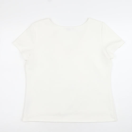 Comma Women White Wrap Blouse Short Sleeve V-Neck Size 12