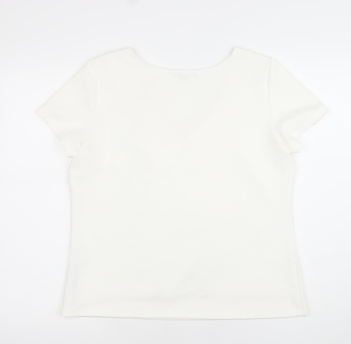 Comma Women White Wrap Blouse Short Sleeve V-Neck Size 12