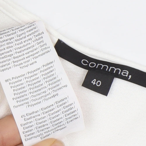 Comma Women White Wrap Blouse Short Sleeve V-Neck Size 12