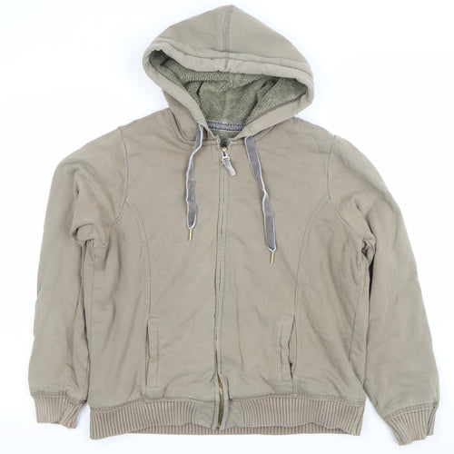 Marks and Spencer Womens Beige Full Zip Hooded Sweatshirt UK 18