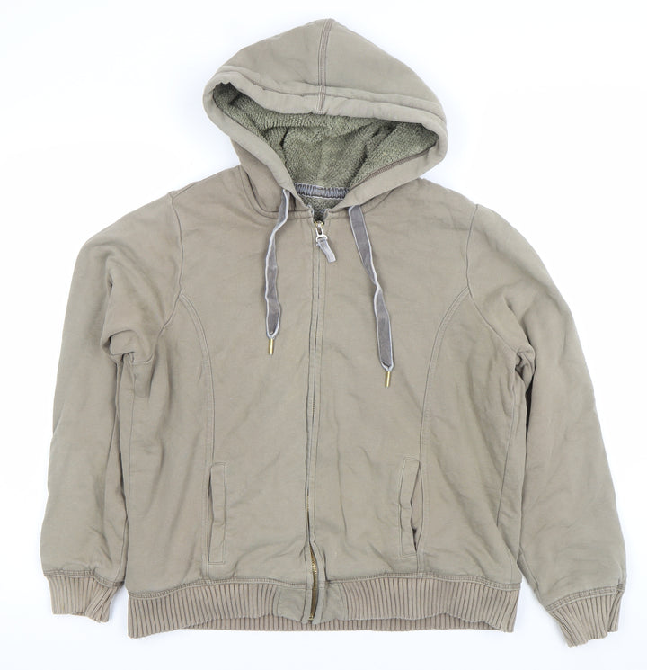 Marks and Spencer Womens Beige Full Zip Hooded Sweatshirt UK 18