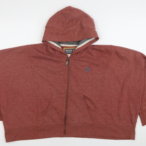 SoulCal & Co Womens Red Full Zip Hoodie Size 16 Cotton Blend