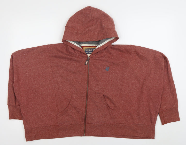 SoulCal & Co Womens Red Full Zip Hoodie Size 16 Cotton Blend
