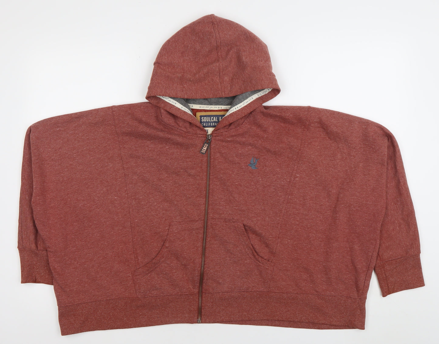 SoulCal & Co Womens Red Full Zip Hoodie Size 16 Cotton Blend